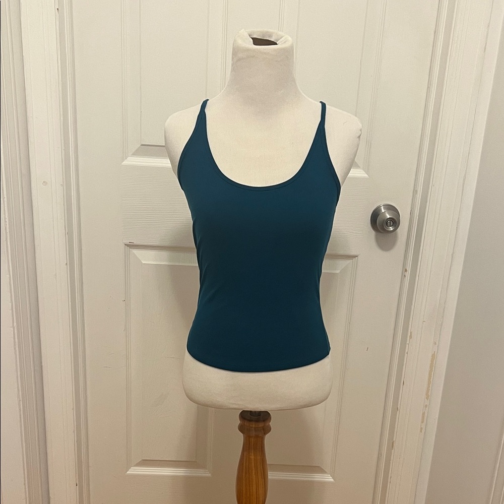 Athleta Teal Signature Rib Thin Strap Tank
